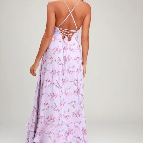Lulu's Lavender Floral Maxi Dress - Picture 2 of 4